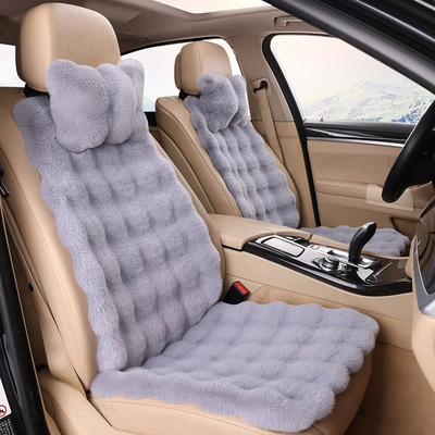 car cushion wholesale bubble velvet — Wool pad - light-gray-driver-and-passenger-2-headrests