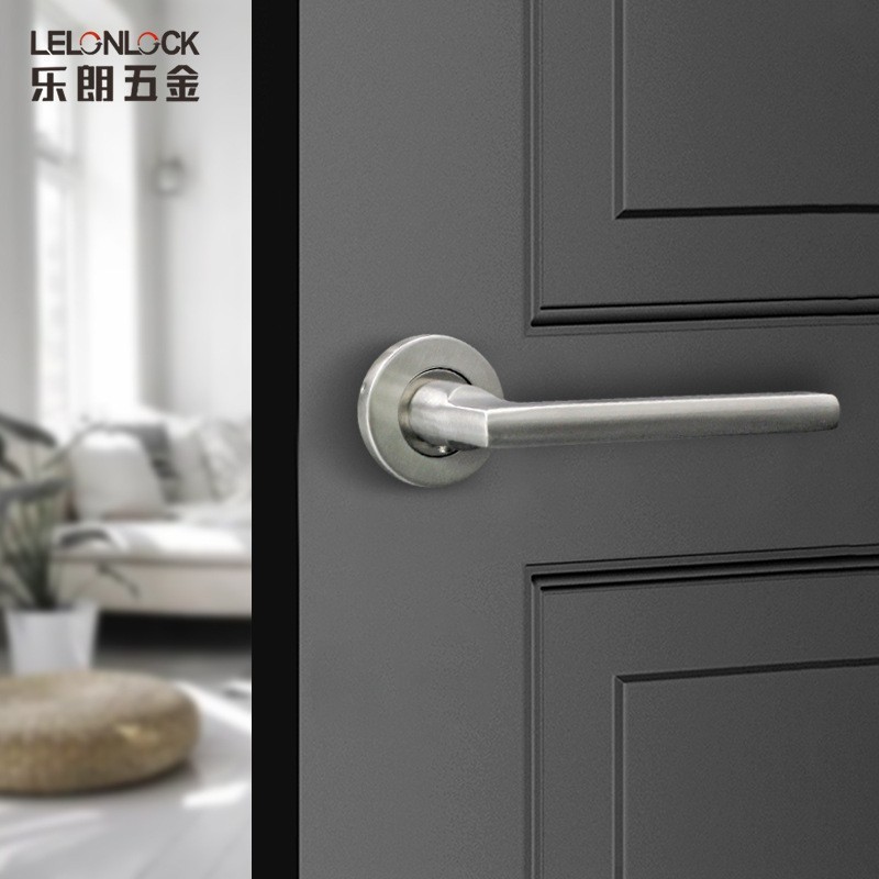 Acero inoxidable 304 puertas de alambre dibujado tubo plano de ángulo recto manija puerta de madera cerradura de puerta dormitorio manija manija de puerta dividida