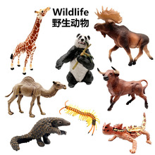 跨境仿真实心野生动物模型沙盘蛋糕摆件熊猫长颈鹿儿童启蒙教玩具