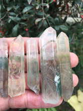 天然巴西绿幽灵发晶红水晶原石配件雕刻料晶体好水晶异象标本摆件