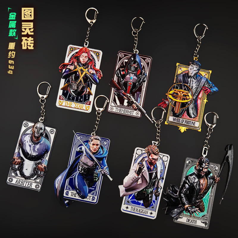 Delta Force Turing Brick Pendant, Warden, Tarot Card-Themed DIY Metal Flat Keychain Pendant