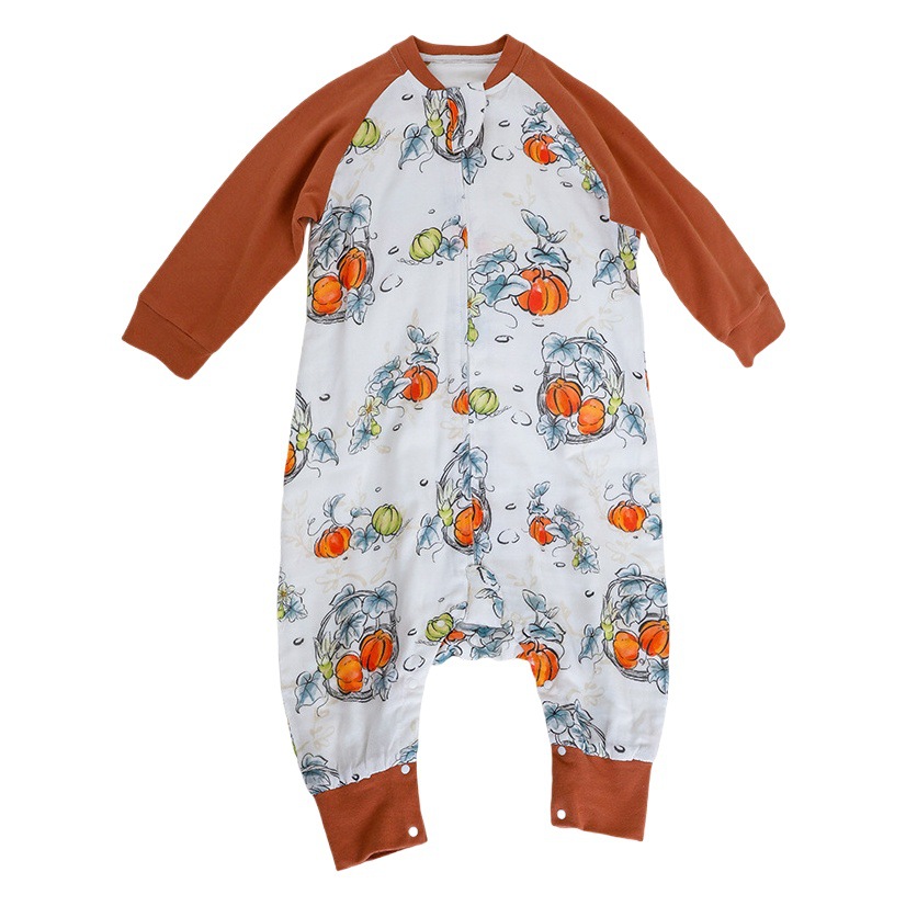 Infant Bamboo Cotton Gauze Pajamas Cartoon Split-Leg Crawling Suit Baby Home Clothes Anti-Kick Quilt Children's Sleeping Bag