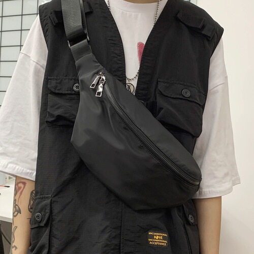 Japanese-style trendy chest bag for men, versatile crossbody bag for women, Instagram-inspired streetwear casual waist pack, and sporty single-shoulder bag