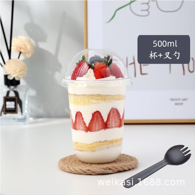 Internet celebridad Bobo taza de múltiples capas de frutas salvado helado sundae helado taza de grasa mousse taza de la torta taza en forma de U