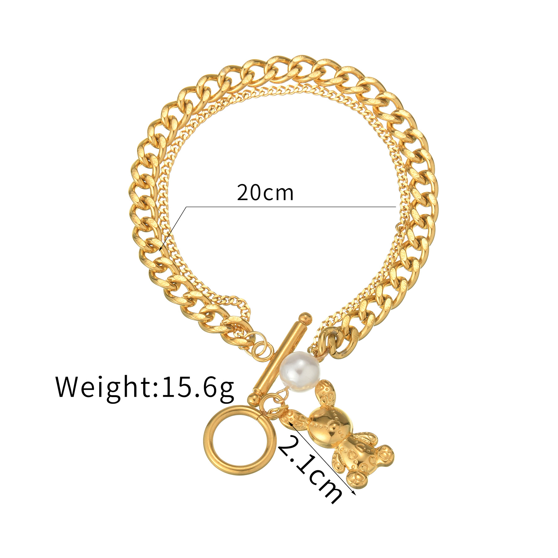 20g Weight PVD Coated Gold Plating Process 18K Real Gold Plated Plating Material 304 Stainless Steel Pendant Material Stone-Free Inlay Material PVD Coated Real Gold Plated 18K Gold Rabbit 304 Stainless Steel Simple Style Classic Style Waterproof Non Tarnish 304 Stainless Steel Bracelets