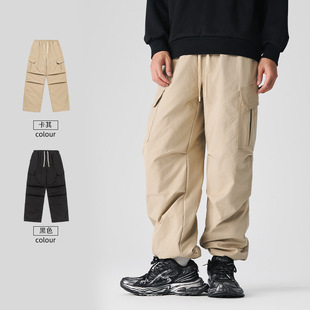 Ru Meng Winter Outdoor Tooling Down Pants for Men and Women Warm Sports Side Large Pocket Design Cold-proof Casual Pants