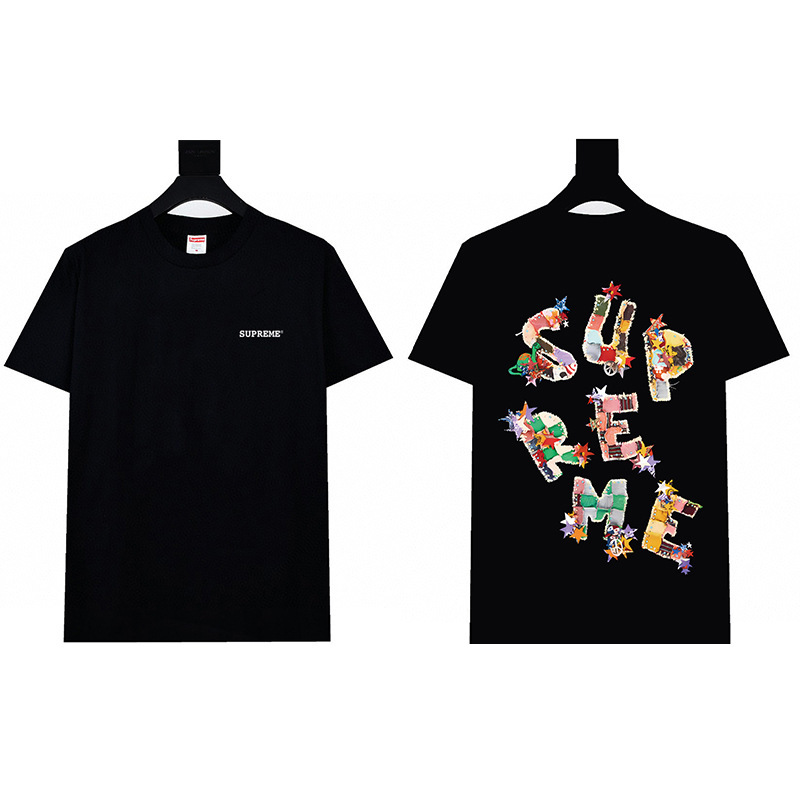 ヘビーウェイトクロスボーダー アメリカンファッション Supreme レタープリント Tシャツ BOX ラウンドネック 半袖 メンズ レディース ゆったり カジュアル Tシャツ 男女兼用|undefined