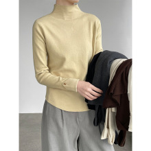 滔川  韩系袖口设计感半高领打底衫女25冬显瘦针织上衣内搭YL1016