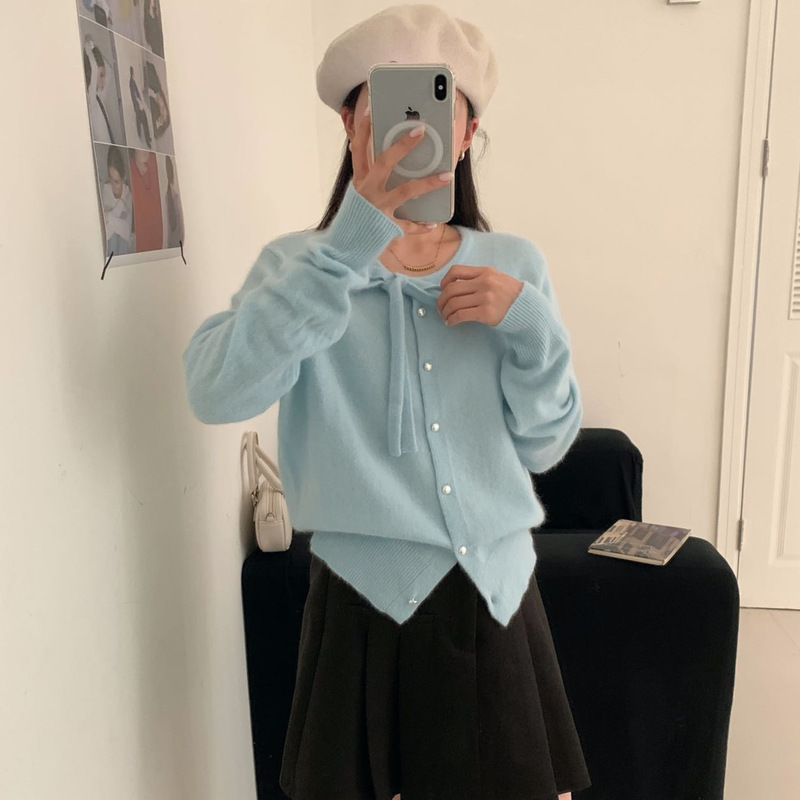 2025初秋设计感小香风女士毛衣开衫女羊绒浣熊时尚针织衫洋气上衣|undefined