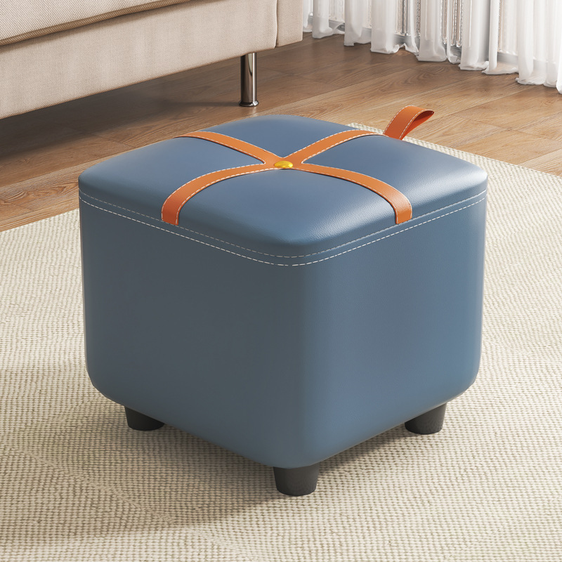 Tecnología tela suave bolsa Internet celebridad pequeño taburete casa taburete bajo puerta Cambio de zapatos taburete sala de estar sofá taburete madera maciza banco pequeño