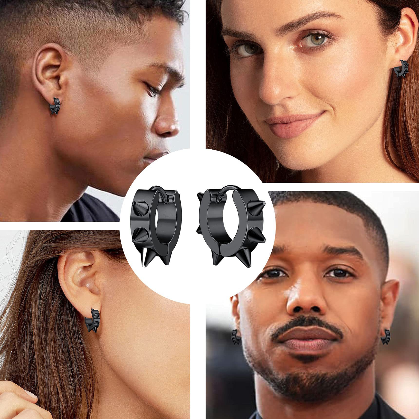 1 Piece Quantity 1 Piece Punk Geometric Stainless Steel Vacuum Plating Men's Unisex Ear Cuffs Earrings Ear Studs