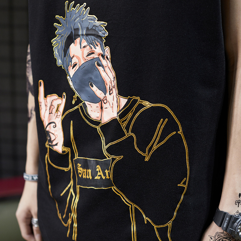Vest Men's Fashionable Summer INS Fashionable Dark Harajuku Style oversize Loose Sleeveless T-Shirt Hip Hop Basketball Top