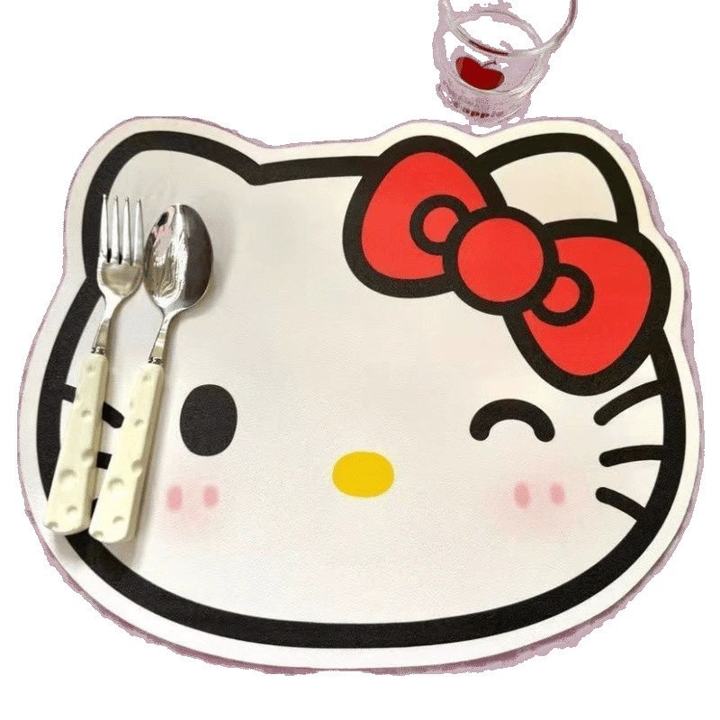 Салфетка для стола Hello Kitty, изоляционная подкладка, милая впитывающая воду, нескользящая, быстро сохнущая диатомовая грязевая подставка, место для посуды, коврик для кухонной стойки