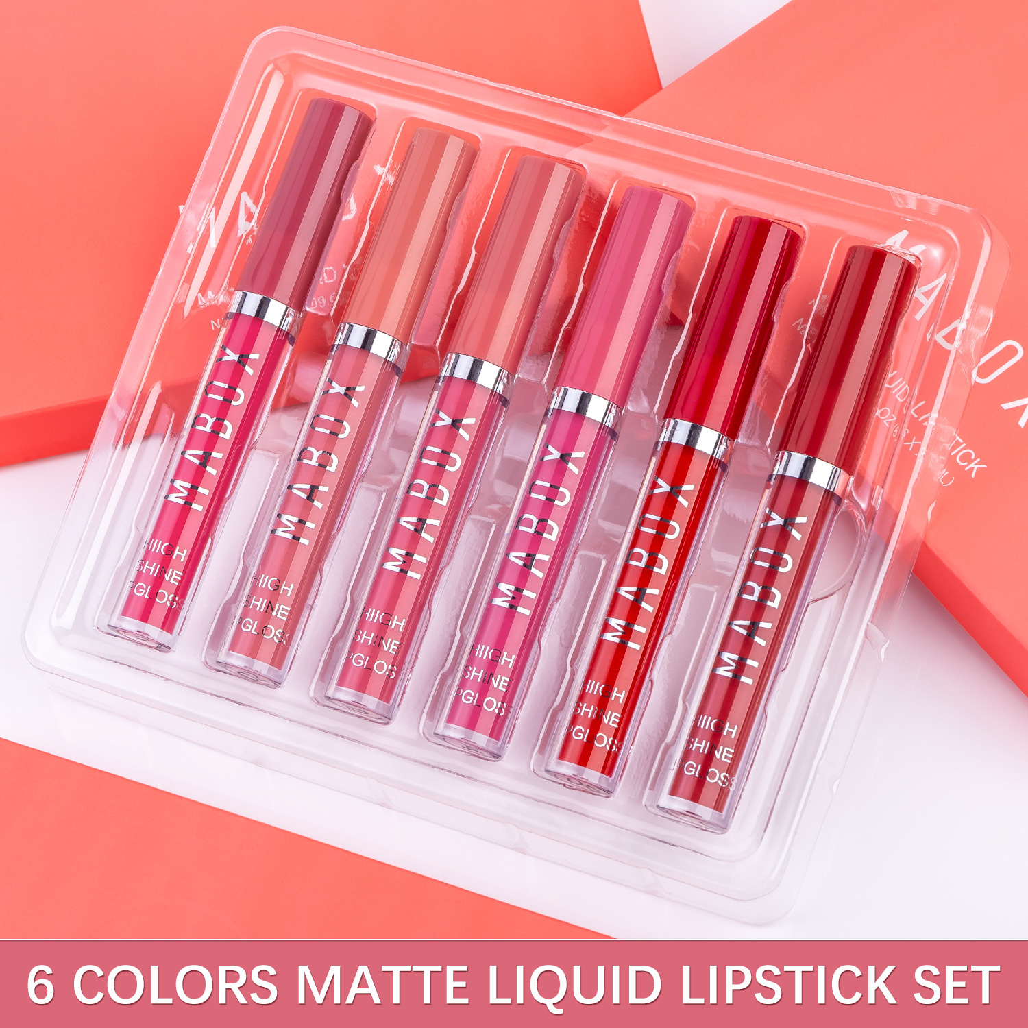 MABOX Velvet Liquid 6-lipstick set Matte non-stick Cup Lip gloss Lip gloss Lip Gloss Makeup wholesale undefined