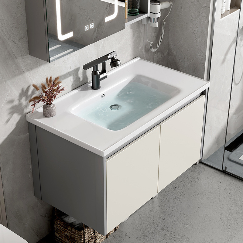 Mueble de baño de estilo crema, lavabo integrado de cerámica, espacio, baño de aluminio, lavabo, lavabo, lavabo, baño combinado