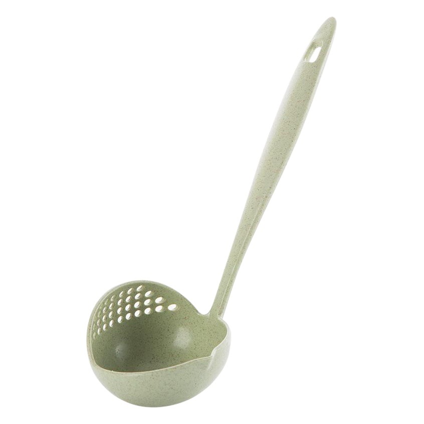 Cuchara de paja de trigo mango largo de plástico cuchara grande cuchara de sopa colador dos en uno vajilla olla caliente cuchara fabricante