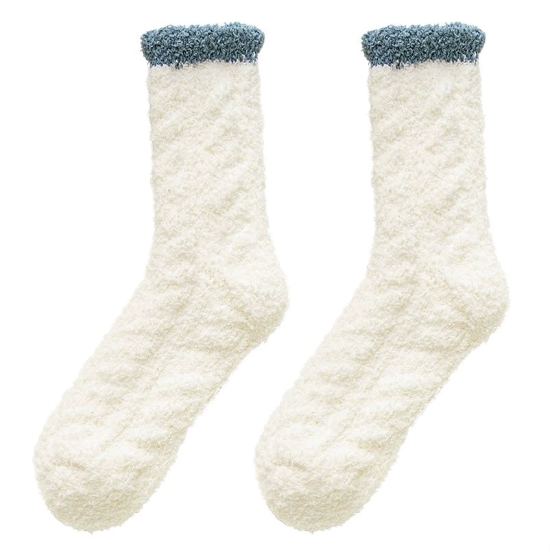 Женские толстые носки для сна на флисовой подкладке, шерстяные носки, осенне-зимние домашние носки для пола, крутые наполовину бархатные носки оптом