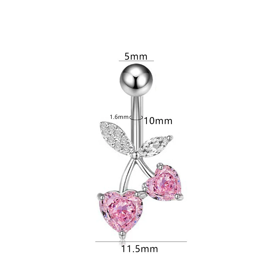 Belly Button Ring, Stainless Steel & Copper, Pink Zircon Accent, Multiple Style Options