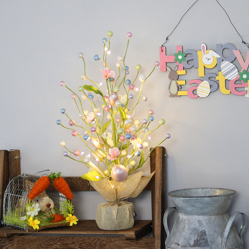 Amazon Home nuevos productos decoraciones de Pascua LED iluminado huevo de Pascua decoración árbol escenas decoraciones de escritorio