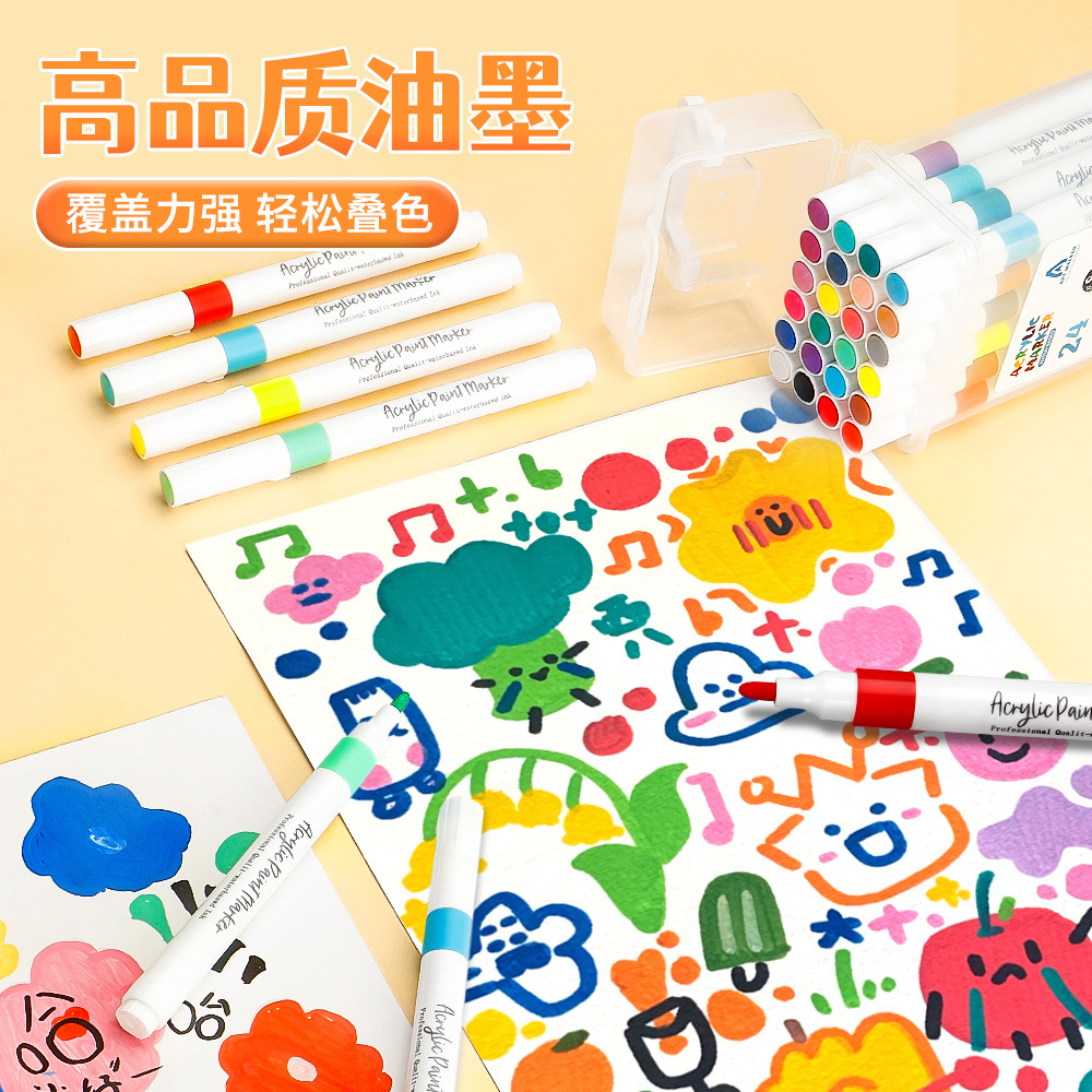 Marcador acrílico multicolor, color apilable, dibujo de graffiti artístico para niños y estudiantes, juego de bolígrafos de color de cabeza dura al por mayor