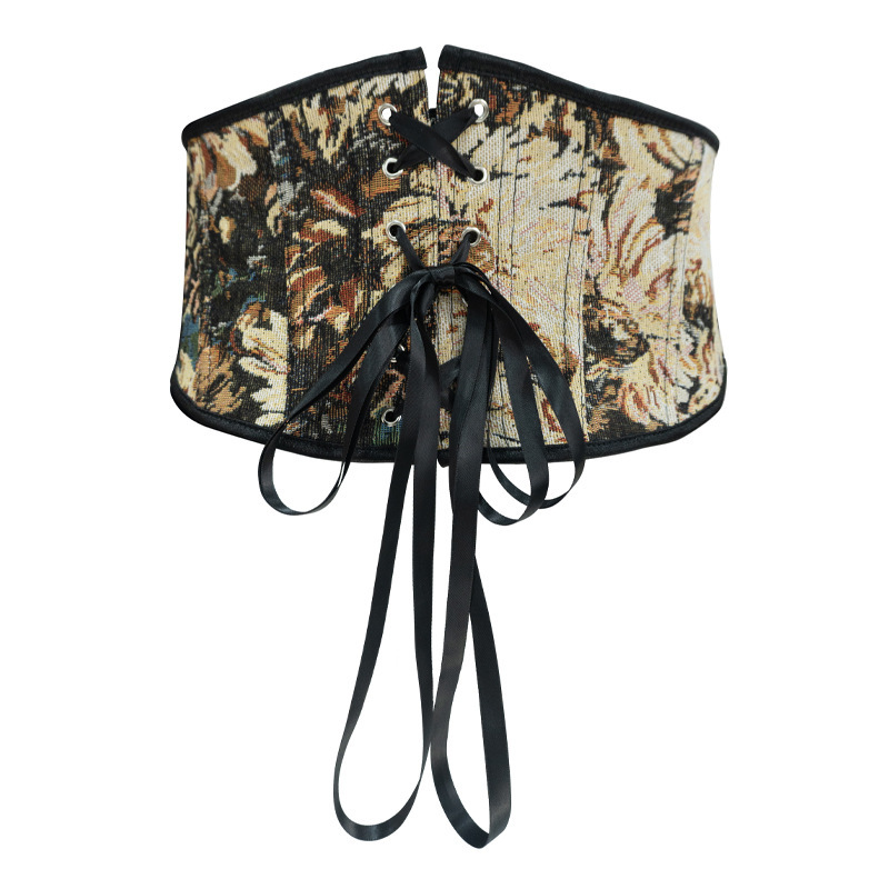 Impresión retro francesa sexy corsé correa cintura sellado corto cintura delgada cintura cint