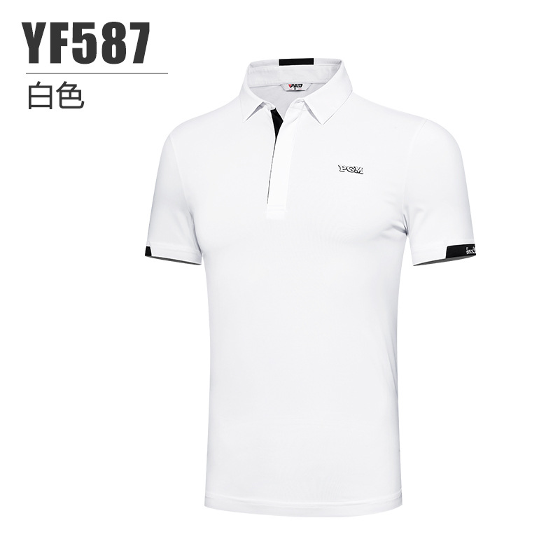 Áo thun golf nam ngắn tay PGM hút ẩm nhanh khô — YF587-màu trắng, YF587-Màu đen, YF587-màu đỏ