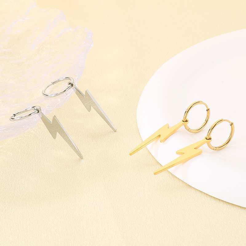 Pendientes de aro rayo brillantes unisex estilo moda_voghion.com