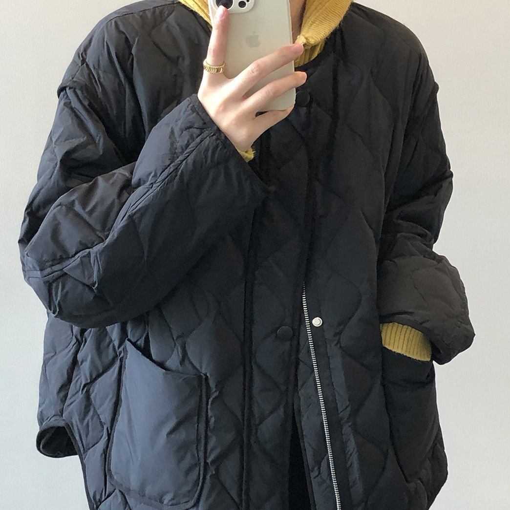 Winter Ringed Down Jacket Women's Short Lightweight White Duck Down Thickened Jacket Small Baseball Suit Loose Bread Suit