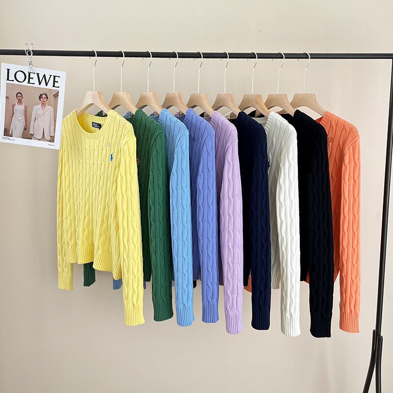 Sweep Size Horse Mark Ralph Lauren Men's and Women's Classic All-match Fashion Round Neck Long Sleeve Sweater Quality Top