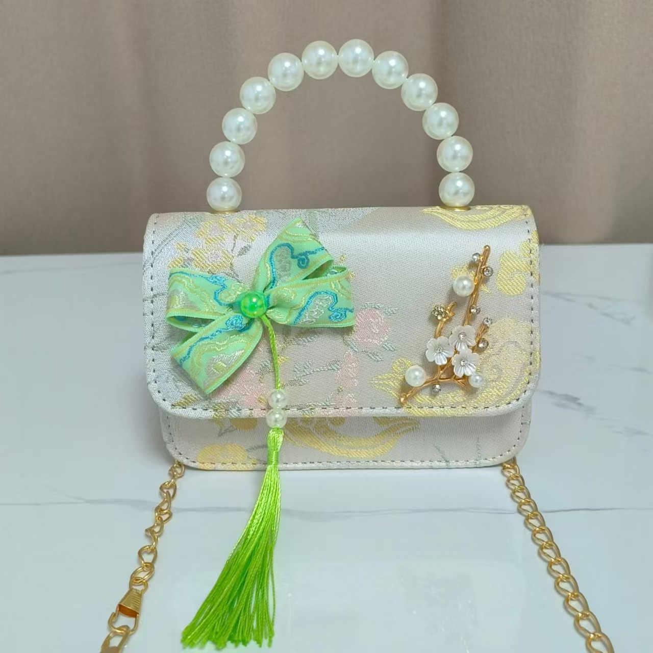 Bolsos infantiles de alto nivel, exquisitos antiguos, bolsos de cambio de niña, bolsos de mano de perlas de princesa, bolsos de almacenamiento