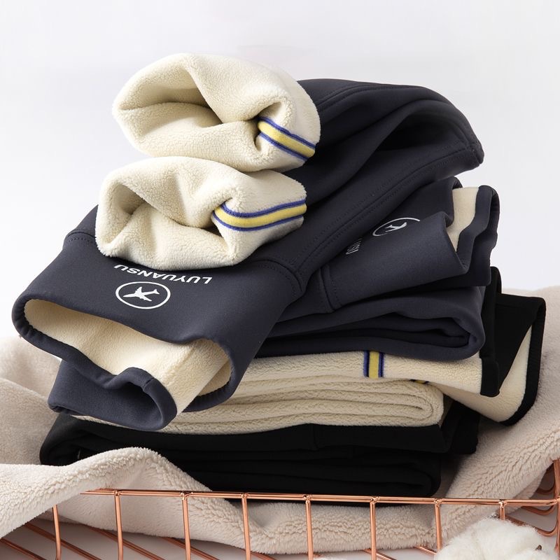 Pantalones de tiburón de niñas de invierno de cordero de cachemira para mujeres, pantalones leggings de cintura alta, pantalones Barbie, pantalones gruesos y cálidos