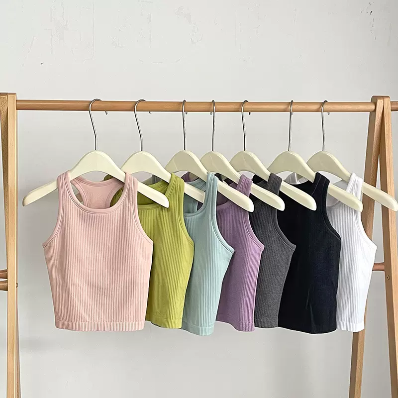 新色EBB背心瑜伽上衣透气速干跑步运动工厂健身服健身外穿带胸垫