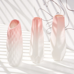 Sichuan-style Graduated Pink Ceramic Dried Flower Vase, Nordic Creative Home Decor, Living Room Bedroom Desk Flower Pot