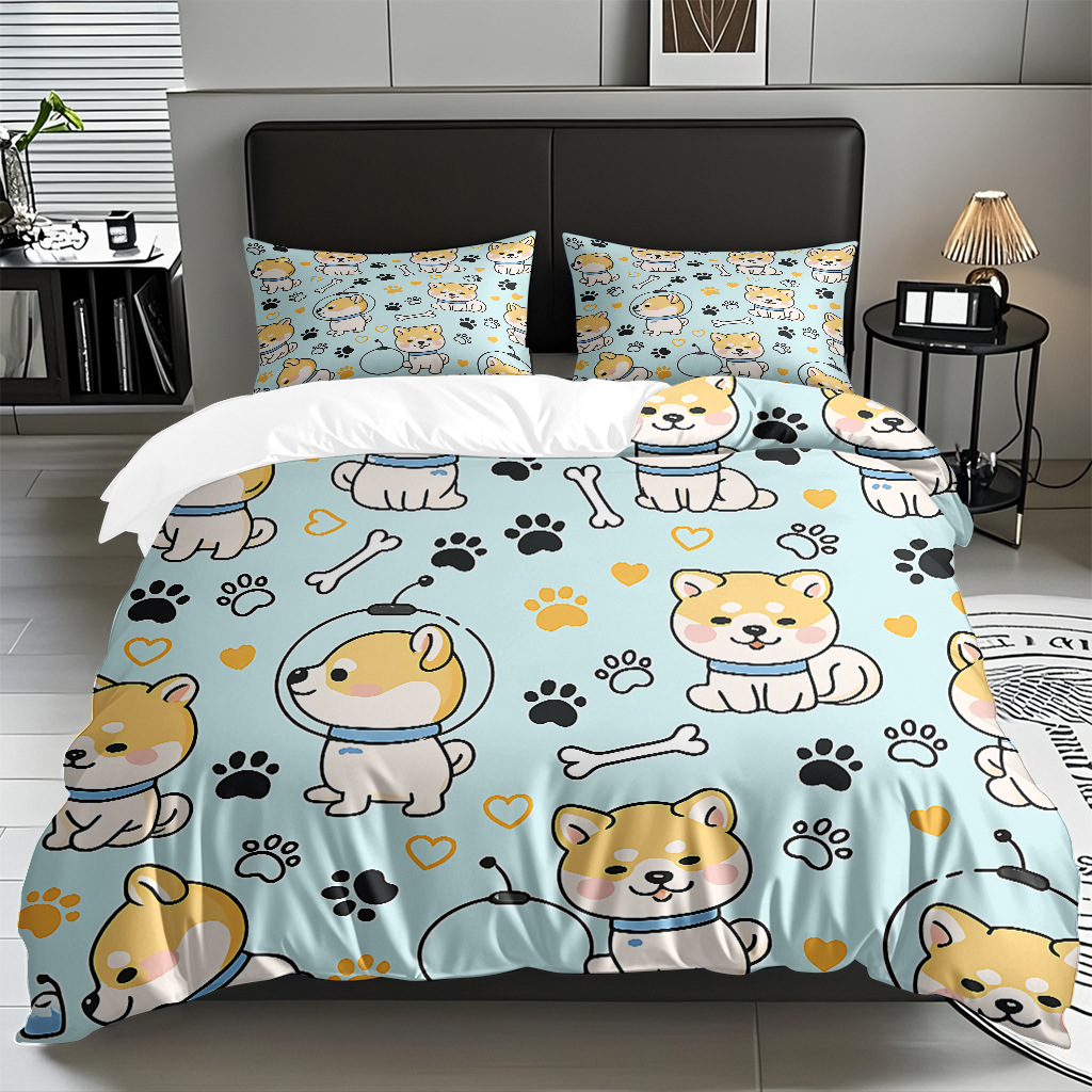 Fábrica directa para textiles caseros moles lindos cachorros impresión digital colcha colcha TEMU / JIT