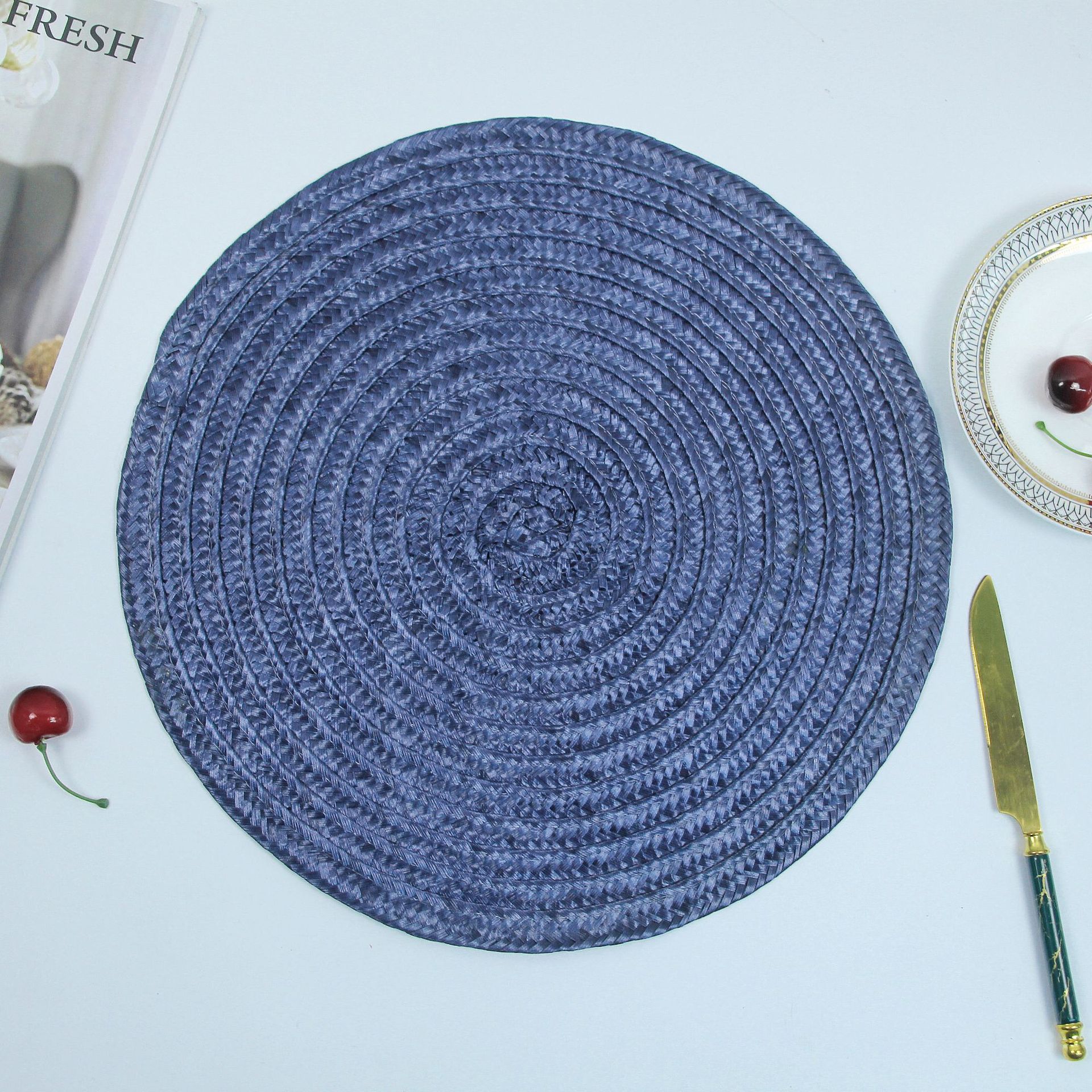 新款高质量精美pp编织餐垫隔热防烫防滑圆形酒店家用餐桌垫