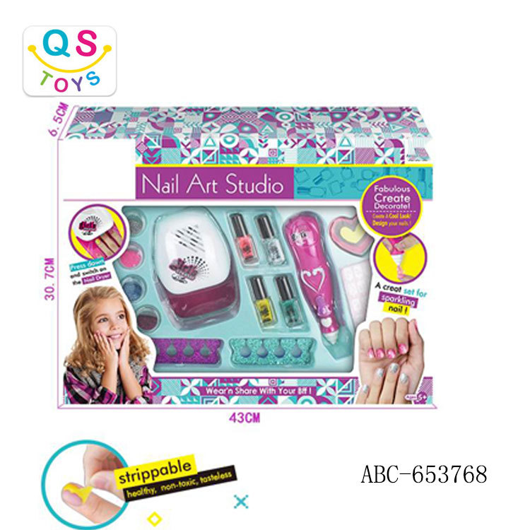 跨境儿童美甲笔套装吹风机过家家电动美甲指甲烘干机饰品彩妆玩具