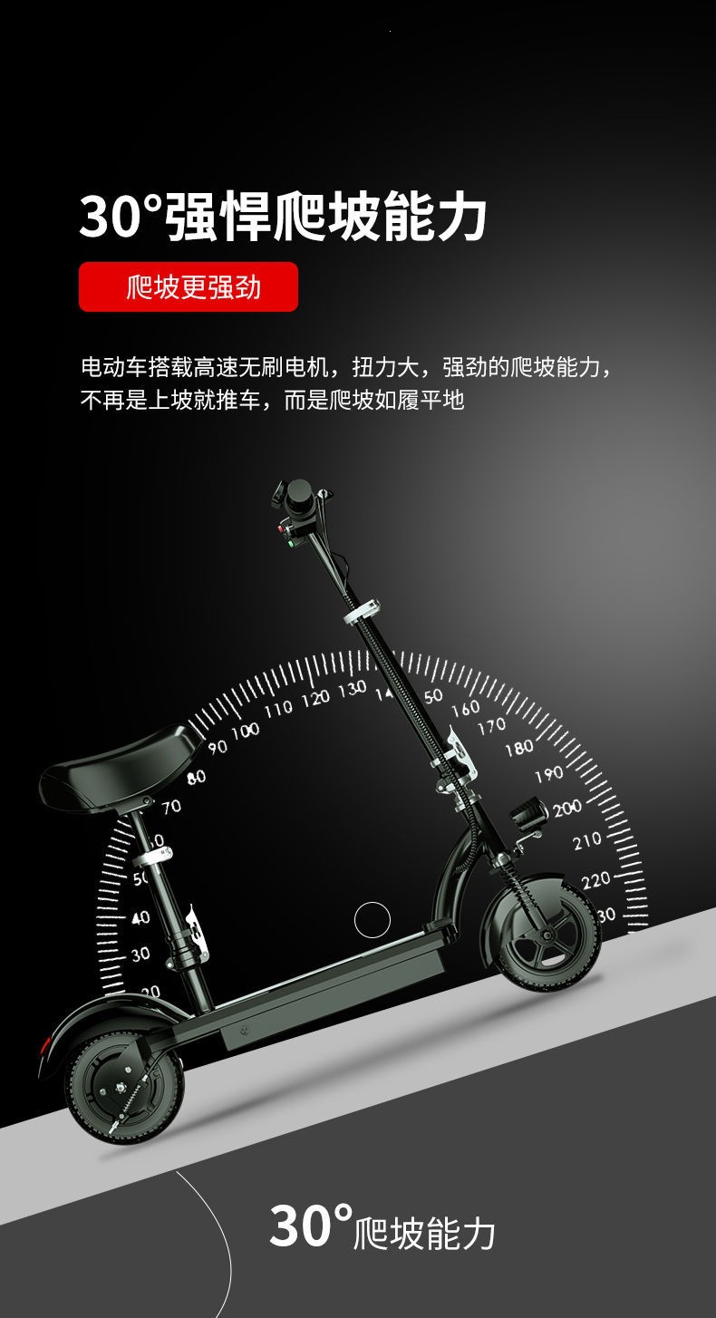 Electric Folding Two-Wheeled Mobility Scooter for Adults