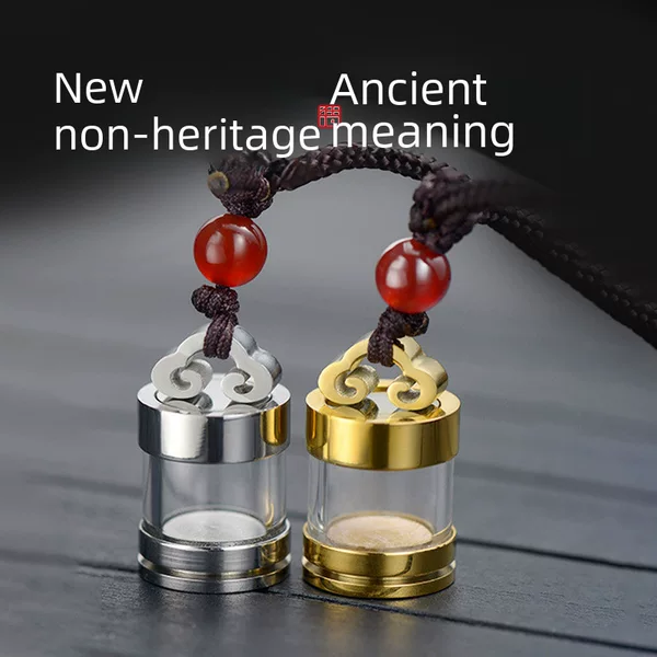 Titanium Steel Hollow Pendant Bottle That Can Be Opened to Hold Cinnabar, Wholesale DIY Keychain Accessory Bottle