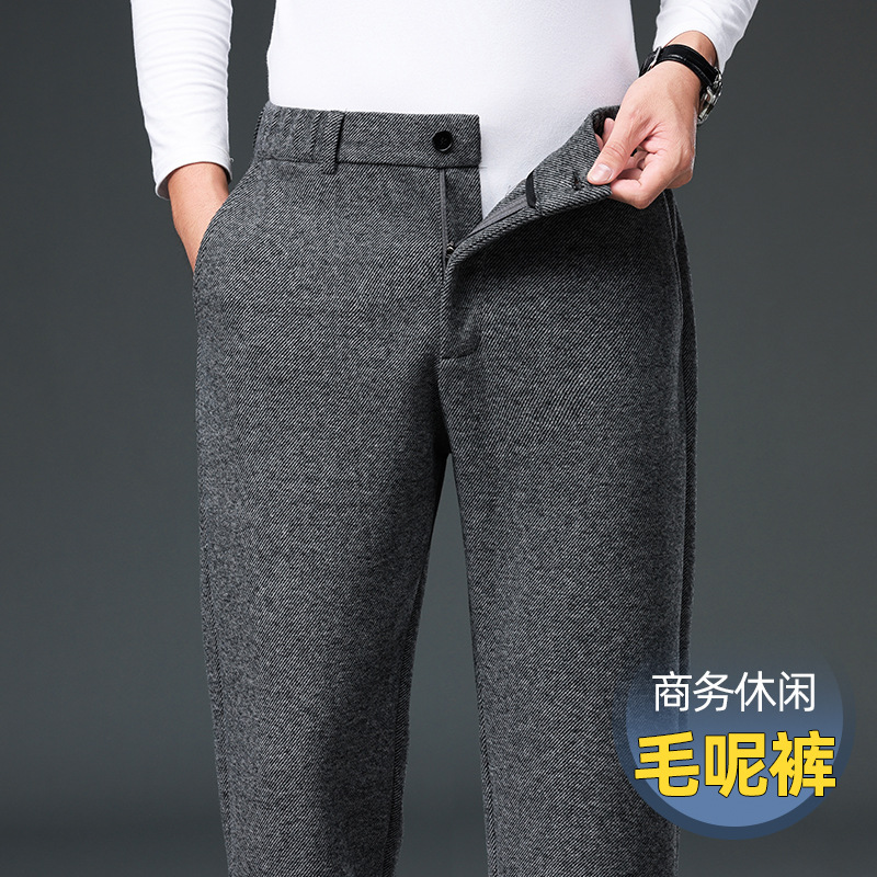 2022 graphic supply wool men's casual pants autumn stretch pants men's spring and autumn warm winter thickened