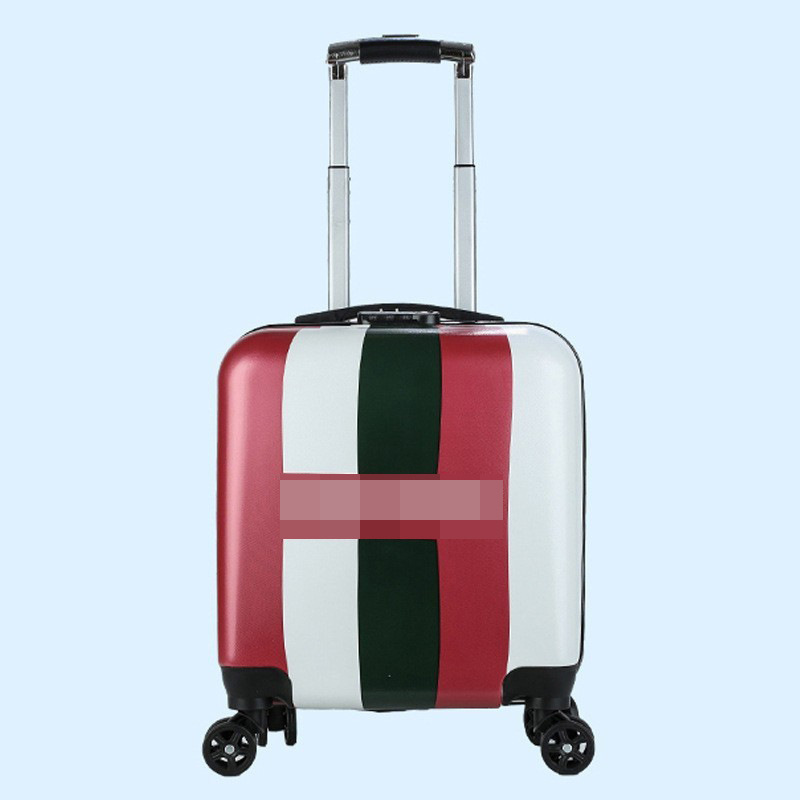 Equipaje de estilo británico de 18 pulgadas de gran capacidad de la rueda universal de los niños trolley caso impreso Logotipo de embarque caso al por mayor