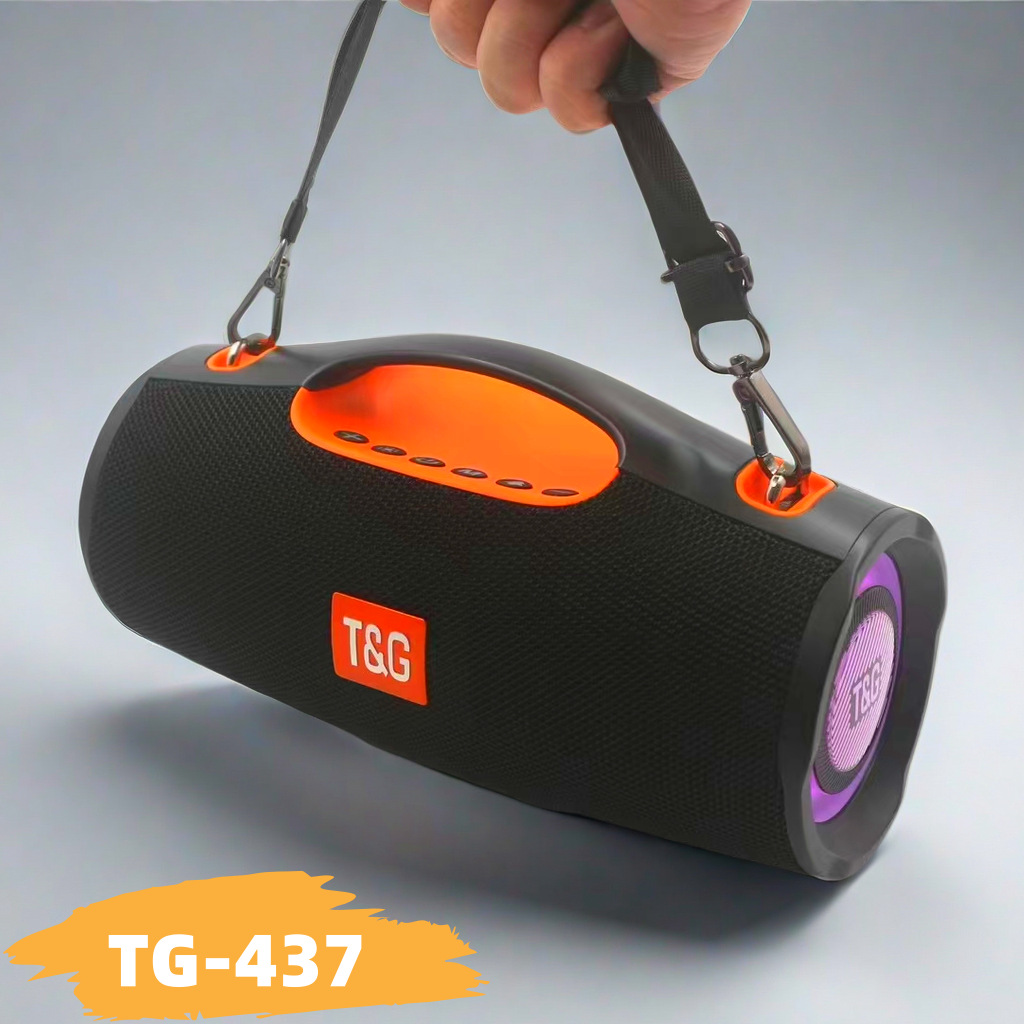Correa transfronteriza portátil portátil portátil TG437 altavoz Bluetooth luz LED colorida 20W doble altavoz TWS audio de subwoofer