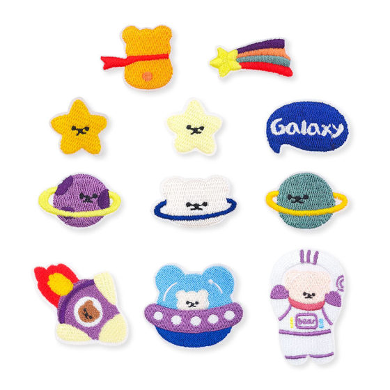 Cartoon Bear Astronaut Space Planet Embroidery Sticker diy Dragon Bag Clothes Decoration Patch Self-adhesive Cloth Sticker