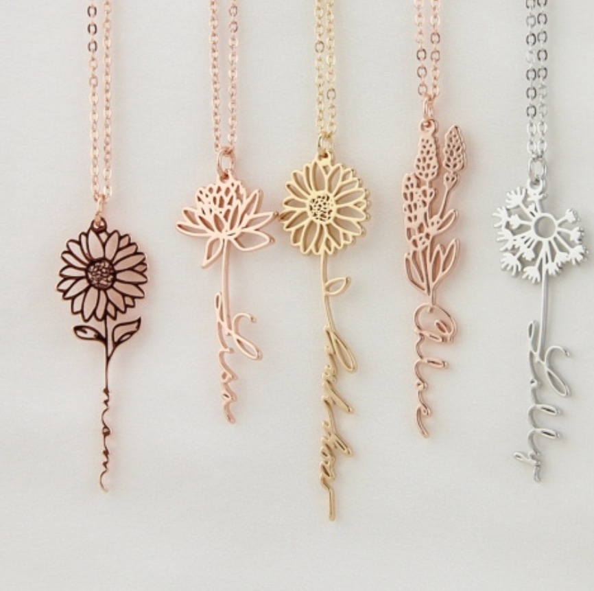 Fashion Simple Style Flower Stainless Steel Plating Necklace
