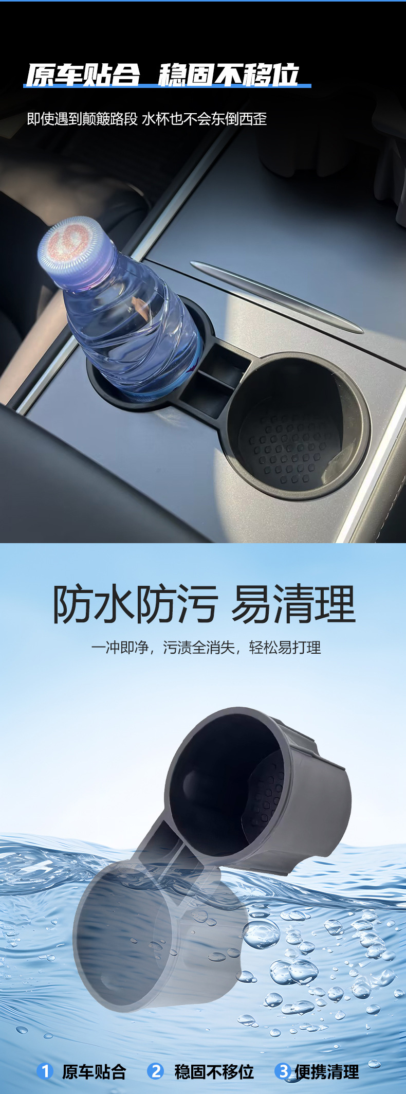 Cup Holder for Tesla Model Y Round Cup Holder Central Control