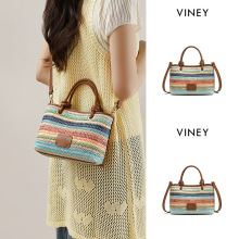 包包2025新款女包秋冬百搭手提包彩虹编织包高级感单肩斜挎小包