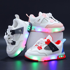 Spring and Autumn New Children's Sports Shoes Leather-covered Girls' LED Luminous Children's Shoes 1-6 Years Old Boys' Sports Casual Shoes