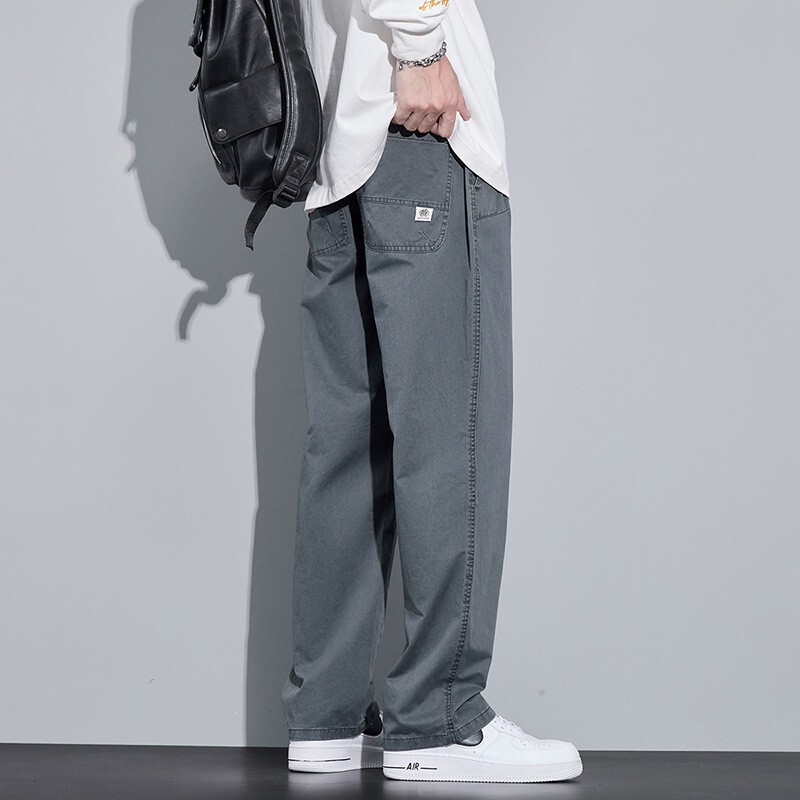 Autumn Men's Pants with Drapey Wide-Leg Design, Loose Men's Sweatpants, Trendy Straight-Leg Casual Pants