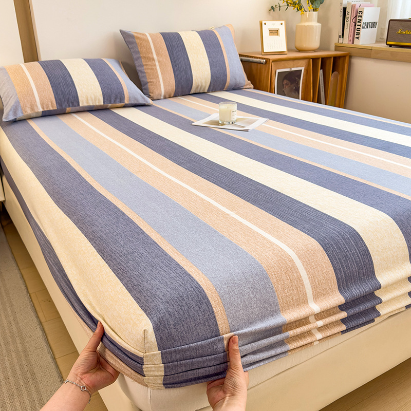 Funda de cama cepillada de algodón cubierta protectora de colchón de una sola pieza 2024 nueva funda de cama impresa para una sola persona para todas las estaciones