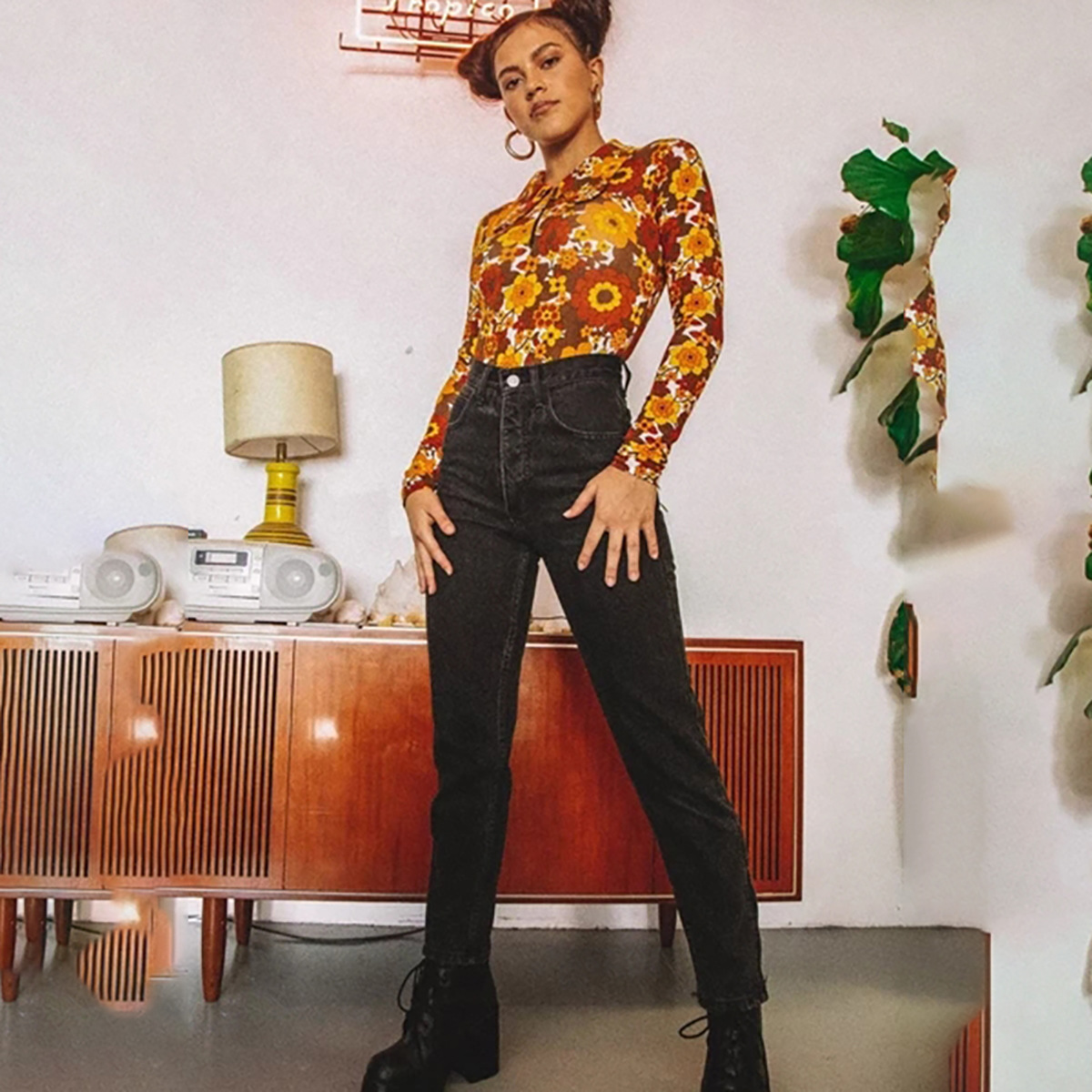 (Трансграничная торговля), сексуальный лонгслив, комбинезон, европейский стиль, в обтяжку, по фигуре, V-образный вырез