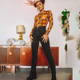 (Трансграничная торговля), сексуальный лонгслив, комбинезон, европейский стиль, в обтяжку, по фигуре, V-образный вырез